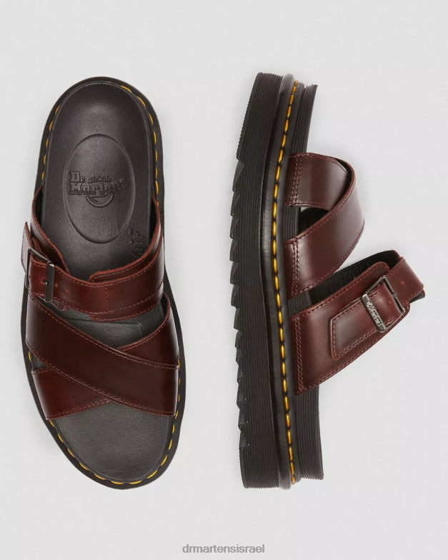 סנדלי החלקה עם רצועת עור ריקר Dr. Martens ברנדו חום הַנעָלָה N8BB8359