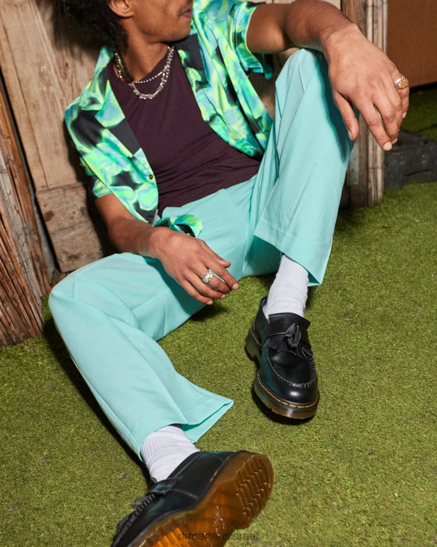 מכנסי ציצית מעור אדריאן צהוב תפר Dr. Martens שחור חלק הַנעָלָה N8BB8367