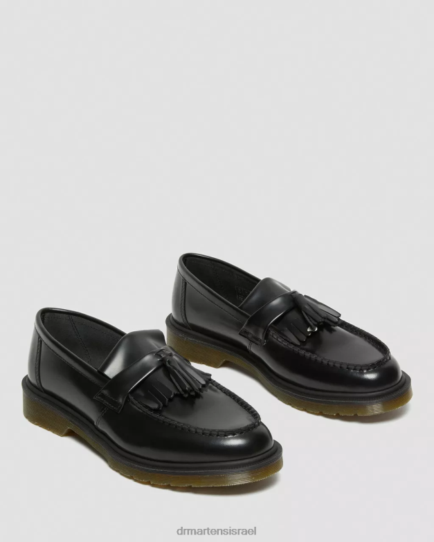 מכנסי ציצית חלקים מעור אדריאן Dr. Martens שחור מלוטש חלק הַנעָלָה N8BB8368