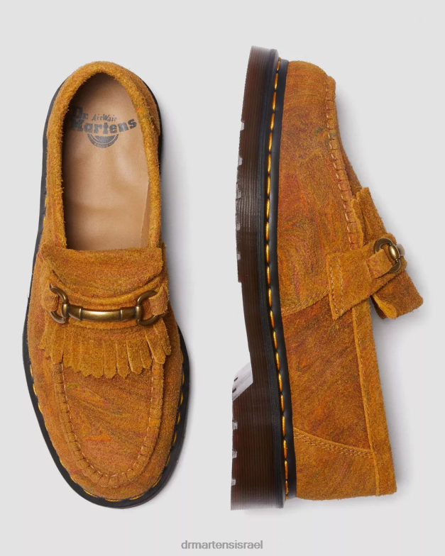 נעלי גדילי גדילי זמש משיש של אדריאן סנפפל Dr. Martens זמש שעיר משיש חום וחרדל הַנעָלָה N8BB8391