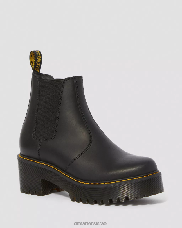 מגפי צ'לסי פלטפורמת עור רומטי וויומינג Dr. Martens ויומינג מבריק שחור הַנעָלָה N8BB842