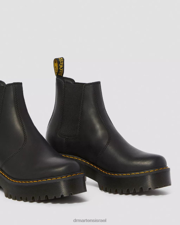 מגפי צ'לסי פלטפורמת עור רומטי וויומינג Dr. Martens ויומינג מבריק שחור הַנעָלָה N8BB842