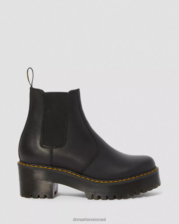 מגפי צ'לסי פלטפורמת עור רומטי וויומינג Dr. Martens ויומינג מבריק שחור הַנעָלָה N8BB842