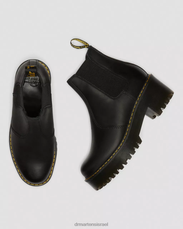 מגפי צ'לסי פלטפורמת עור רומטי וויומינג Dr. Martens ויומינג מבריק שחור הַנעָלָה N8BB842