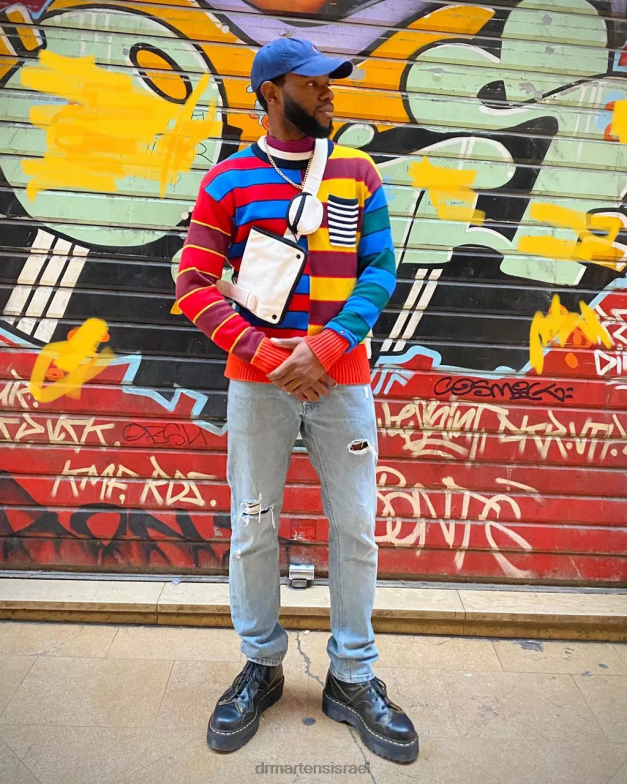 מגפי קוף פלטפורמת כנסייה Dr. Martens וינטג' שחור חלק הַנעָלָה N8BB848