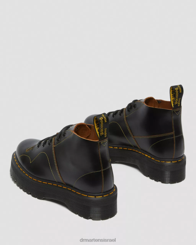 מגפי קוף פלטפורמת כנסייה Dr. Martens וינטג' שחור חלק הַנעָלָה N8BB848
