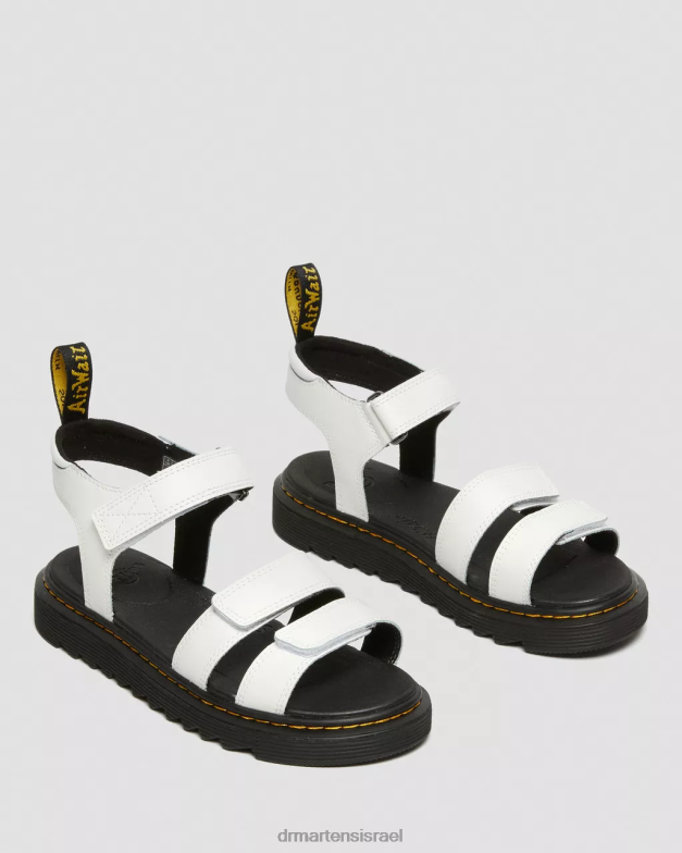 סנדלי רצועת עור קלייר לנוער Dr. Martens לבן t lamper הַנעָלָה N8BB8463