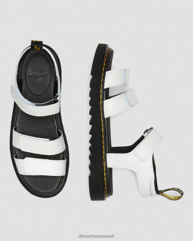 סנדלי רצועת עור קלייר לנוער Dr. Martens לבן t lamper הַנעָלָה N8BB8463