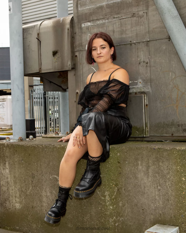 מגפי פלטפורמה מעור עם שרוכים של ג'ריק II Dr. Martens שָׁחוֹר הַנעָלָה N8BB864