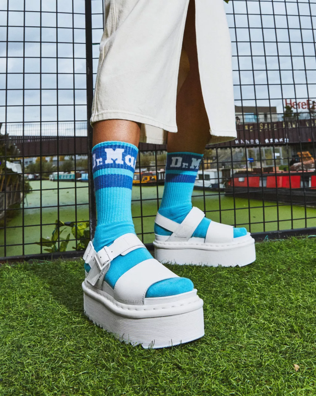 סנדלי רצועת פלטפורמה מעור מונו של Voss Dr. Martens הידרו לבן הַנעָלָה N8BB8277