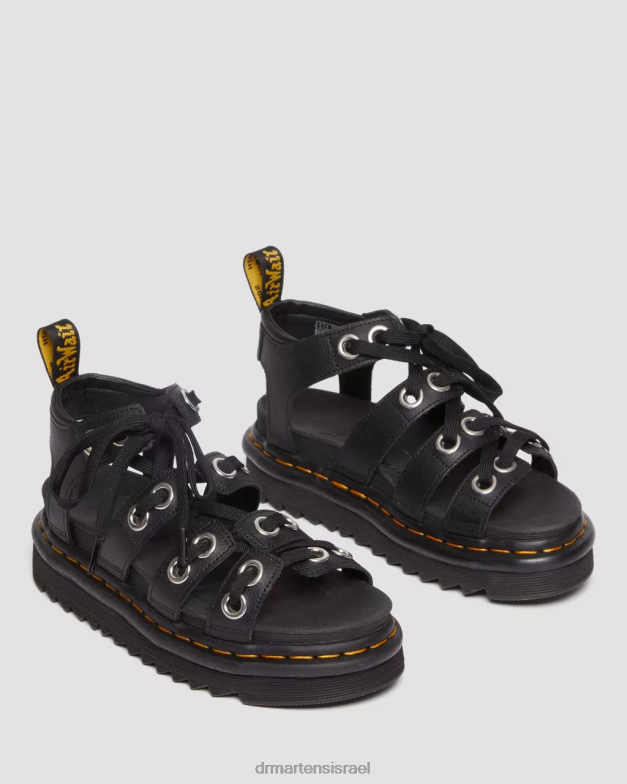 סנדלי רצועת עור של blaire חומרה Dr. Martens אתנה שחורה הַנעָלָה N8BB8272
