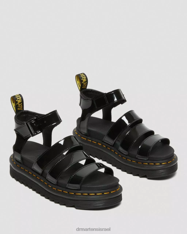 סנדלי רצועת עור פט של blaire Dr. Martens lucido שחור & פטנט מנורה הַנעָלָה N8BB8256