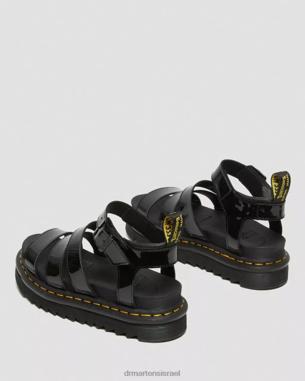 סנדלי רצועת עור פט של blaire Dr. Martens lucido שחור & פטנט מנורה הַנעָלָה N8BB8256