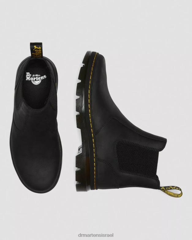 מגפי צ'לסי מזדמנים מעור embury Dr. Martens ויומינג שחורה הַנעָלָה N8BB858