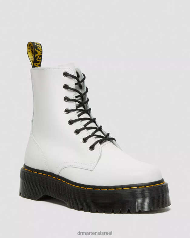 פלטפורמות עור חלקות למגפי jadon Dr. Martens לבן מלוטש חלק הַנעָלָה N8BB820