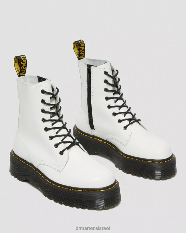 פלטפורמות עור חלקות למגפי jadon Dr. Martens לבן מלוטש חלק הַנעָלָה N8BB820