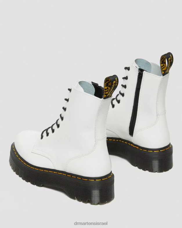 פלטפורמות עור חלקות למגפי jadon Dr. Martens לבן מלוטש חלק הַנעָלָה N8BB820