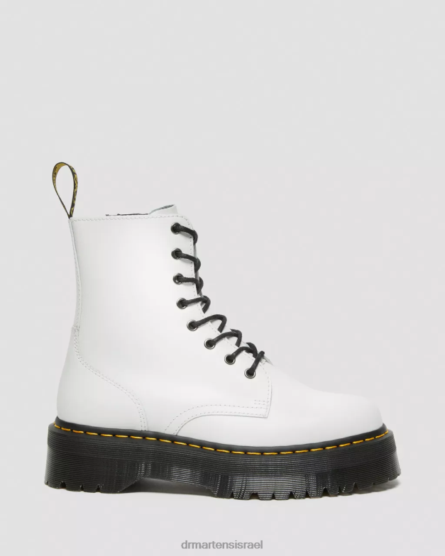 פלטפורמות עור חלקות למגפי jadon Dr. Martens לבן מלוטש חלק הַנעָלָה N8BB820