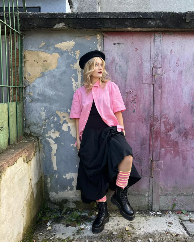 פלטפורמות עור חלקות למגפי jadon Dr. Martens שחור מלוטש חלק הַנעָלָה N8BB82