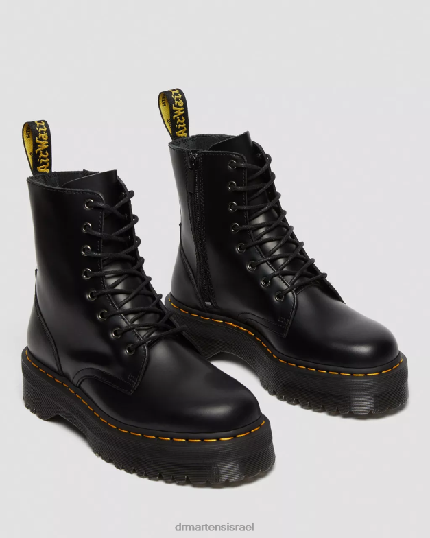 פלטפורמות עור חלקות למגפי jadon Dr. Martens שחור מלוטש חלק הַנעָלָה N8BB82