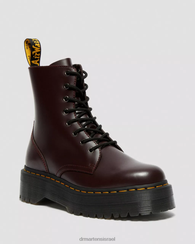 פלטפורמות עור חלקות למגפי jadon Dr. Martens חלק בורדו הַנעָלָה N8BB891