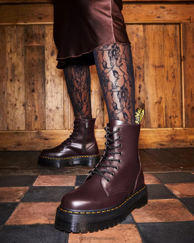 פלטפורמות עור חלקות למגפי jadon Dr. Martens חלק בורדו הַנעָלָה N8BB891