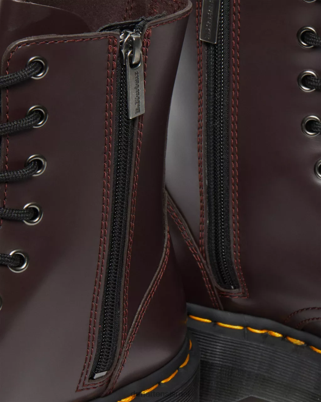 פלטפורמות עור חלקות למגפי jadon Dr. Martens חלק בורדו הַנעָלָה N8BB891