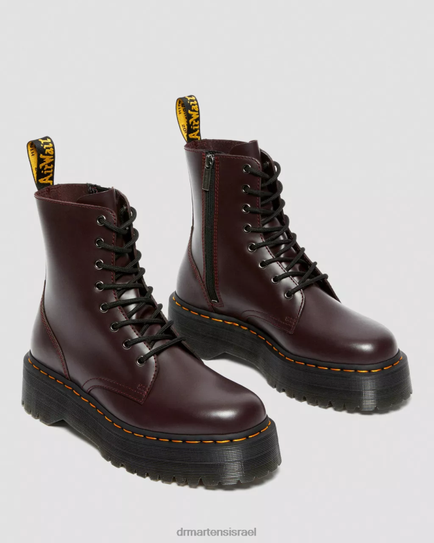 פלטפורמות עור חלקות למגפי jadon Dr. Martens חלק בורדו הַנעָלָה N8BB891