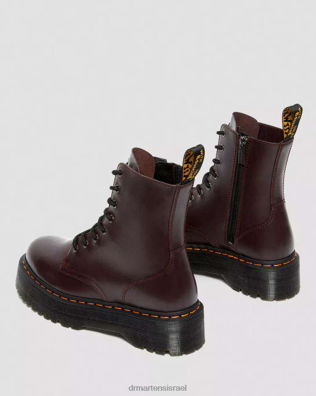 פלטפורמות עור חלקות למגפי jadon Dr. Martens חלק בורדו הַנעָלָה N8BB891