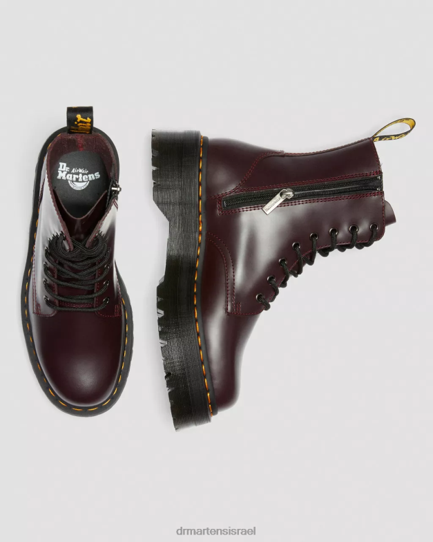 פלטפורמות עור חלקות למגפי jadon Dr. Martens חלק בורדו הַנעָלָה N8BB891