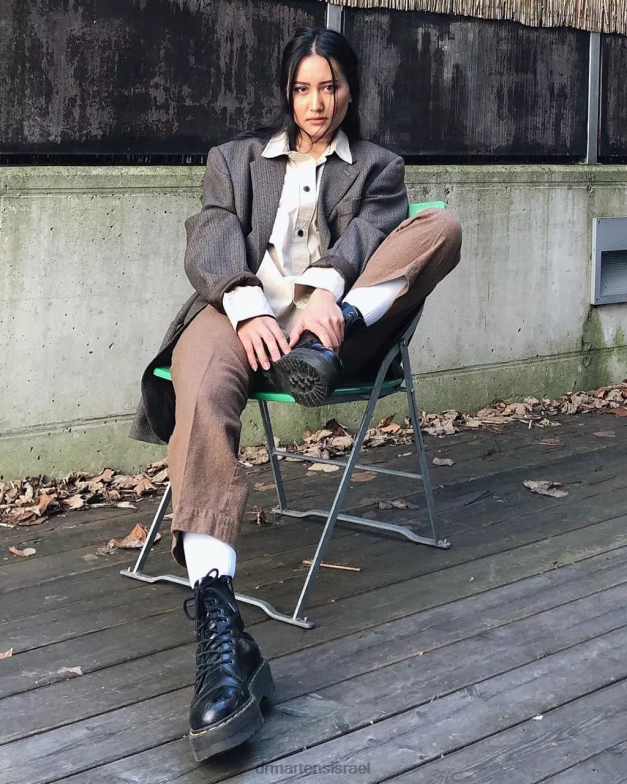 פלטפורמות עור חלקות של jadon hi Dr. Martens שחור מלוטש חלק הַנעָלָה N8BB8209