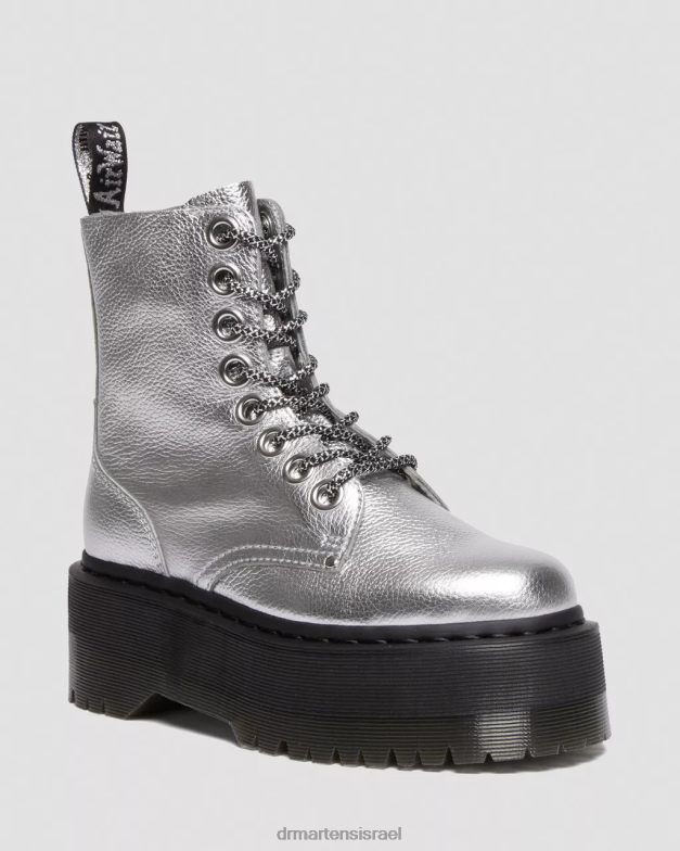 פלטפורמות עור מתכתיות של jadon max Dr. Martens מכסה מתכתי כסף מתכתי הַנעָלָה N8BB8185