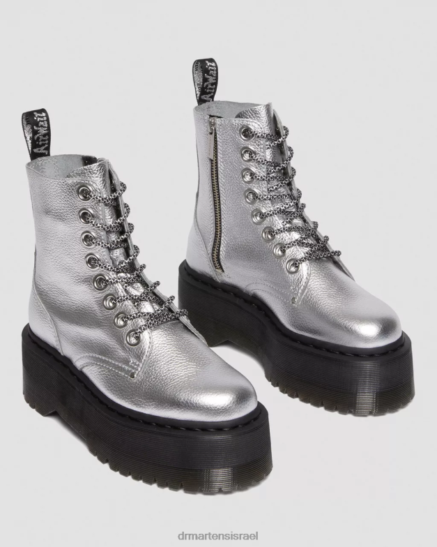 פלטפורמות עור מתכתיות של jadon max Dr. Martens מכסה מתכתי כסף מתכתי הַנעָלָה N8BB8185