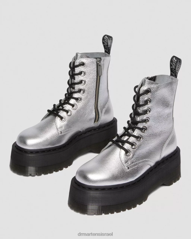 פלטפורמות עור מתכתיות של jadon max Dr. Martens מכסה מתכתי כסף מתכתי הַנעָלָה N8BB8185
