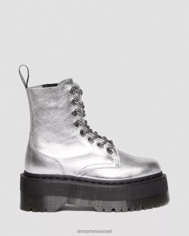 פלטפורמות עור מתכתיות של jadon max Dr. Martens מכסה מתכתי כסף מתכתי הַנעָלָה N8BB8185