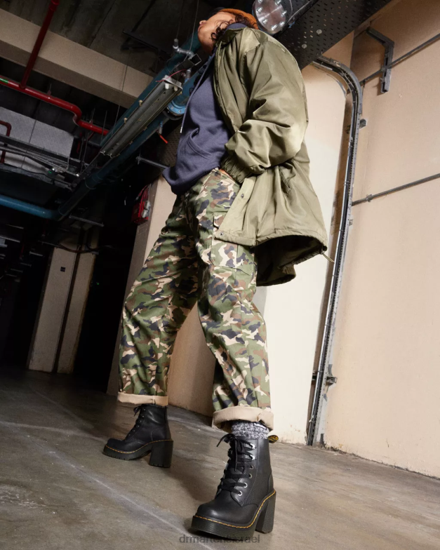 מגפי עור עם שרוכים מתרחבים מעור jesy sental Dr. Martens שלח שחור הַנעָלָה N8BB859