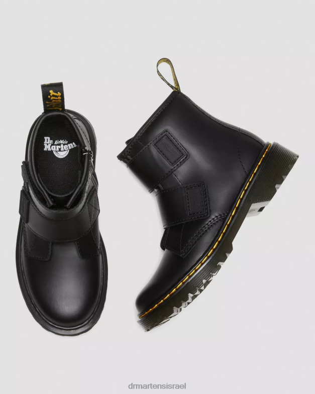 מגפי עור junior 1460 רצועה כפולה Dr. Martens רומאריו שחור הַנעָלָה N8BB8432