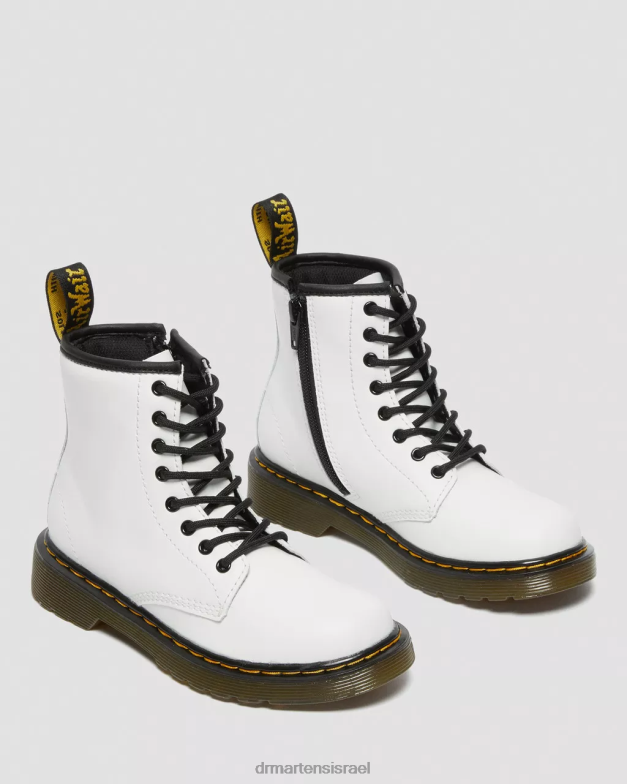 מגפי שרוכים מעור junior 1460 Dr. Martens רומאריו לבן הַנעָלָה N8BB8434