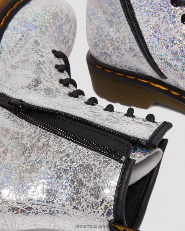 מגפי שרוכים מתכתיים מדגם junior 1460 Dr. Martens קרינקל דיסקו מטאלי אפור הַנעָלָה N8BB8457