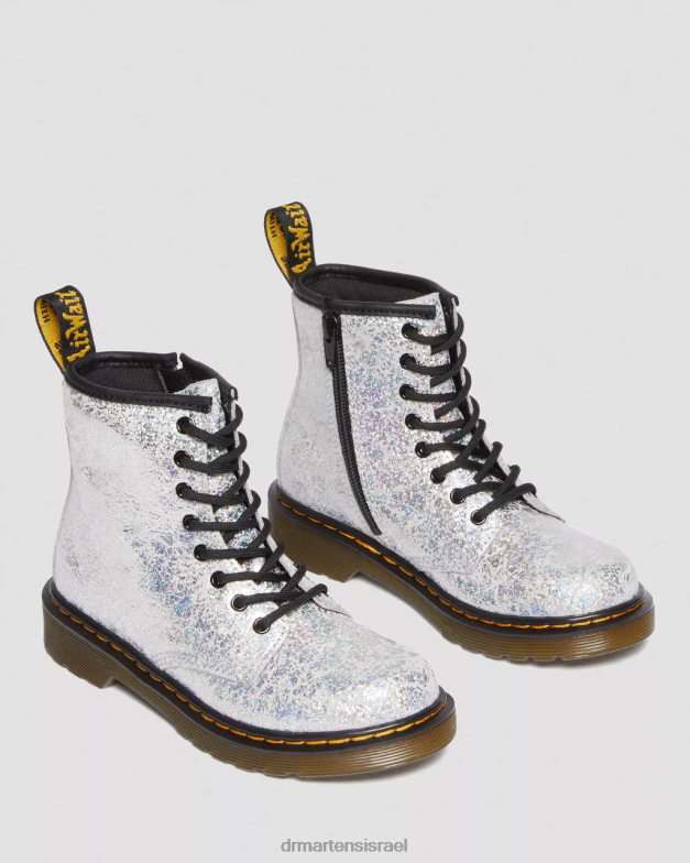 מגפי שרוכים מתכתיים מדגם junior 1460 Dr. Martens קרינקל דיסקו מטאלי אפור הַנעָלָה N8BB8457