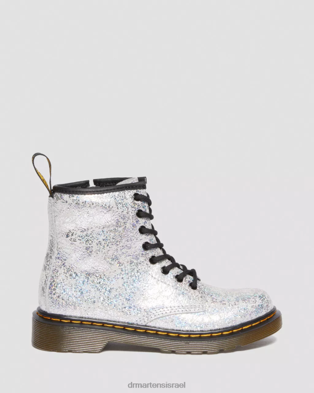 מגפי שרוכים מתכתיים מדגם junior 1460 Dr. Martens קרינקל דיסקו מטאלי אפור הַנעָלָה N8BB8457