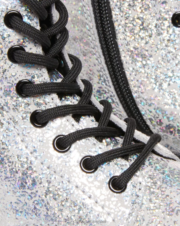 מגפי שרוכים מתכתיים מדגם junior 1460 Dr. Martens קרינקל דיסקו מטאלי אפור הַנעָלָה N8BB8457