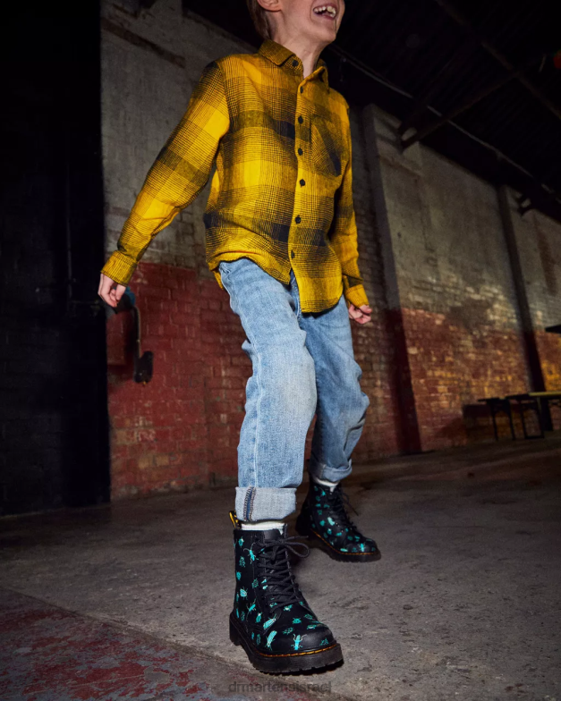 junior 1460 זוהר בחושך מגפי שרוכים Dr. Martens מאש אפ פרחוני שחור k hydro הַנעָלָה N8BB8421