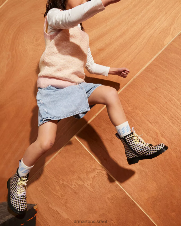 מגפי שרוכים מודפסים בפטנט junior 1460 Dr. Martens lucido שחור & פטנט מנורה הַנעָלָה N8BB8441