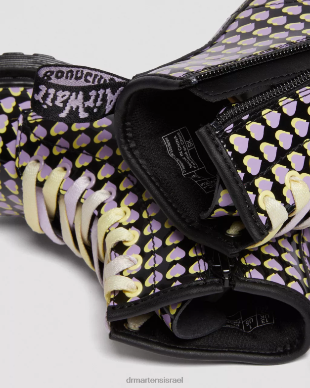 מגפי שרוכים מודפסים בפטנט junior 1460 Dr. Martens lucido שחור & פטנט מנורה הַנעָלָה N8BB8441