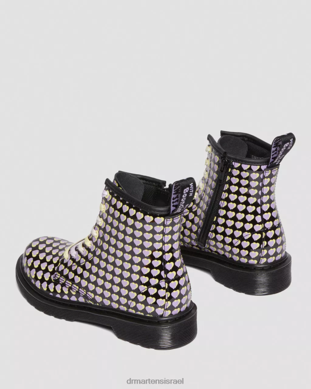 מגפי שרוכים מודפסים בפטנט junior 1460 Dr. Martens lucido שחור & פטנט מנורה הַנעָלָה N8BB8441