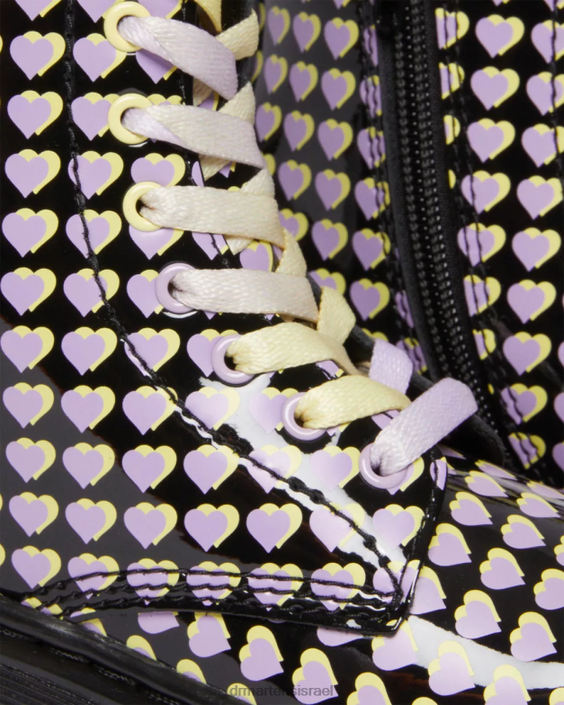 מגפי שרוכים מודפסים בפטנט junior 1460 Dr. Martens lucido שחור & פטנט מנורה הַנעָלָה N8BB8441