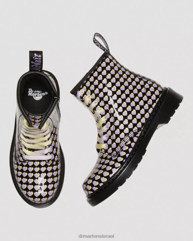 מגפי שרוכים מודפסים בפטנט junior 1460 Dr. Martens lucido שחור & פטנט מנורה הַנעָלָה N8BB8441