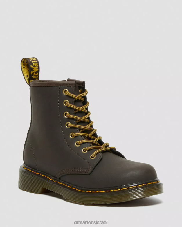מגפי שרוכים מעור junior 1460 wildhorse Dr. Martens סוס בר בגוון חום כהה הַנעָלָה N8BB8440