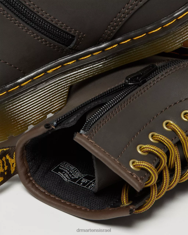 מגפי שרוכים מעור junior 1460 wildhorse Dr. Martens סוס בר בגוון חום כהה הַנעָלָה N8BB8440